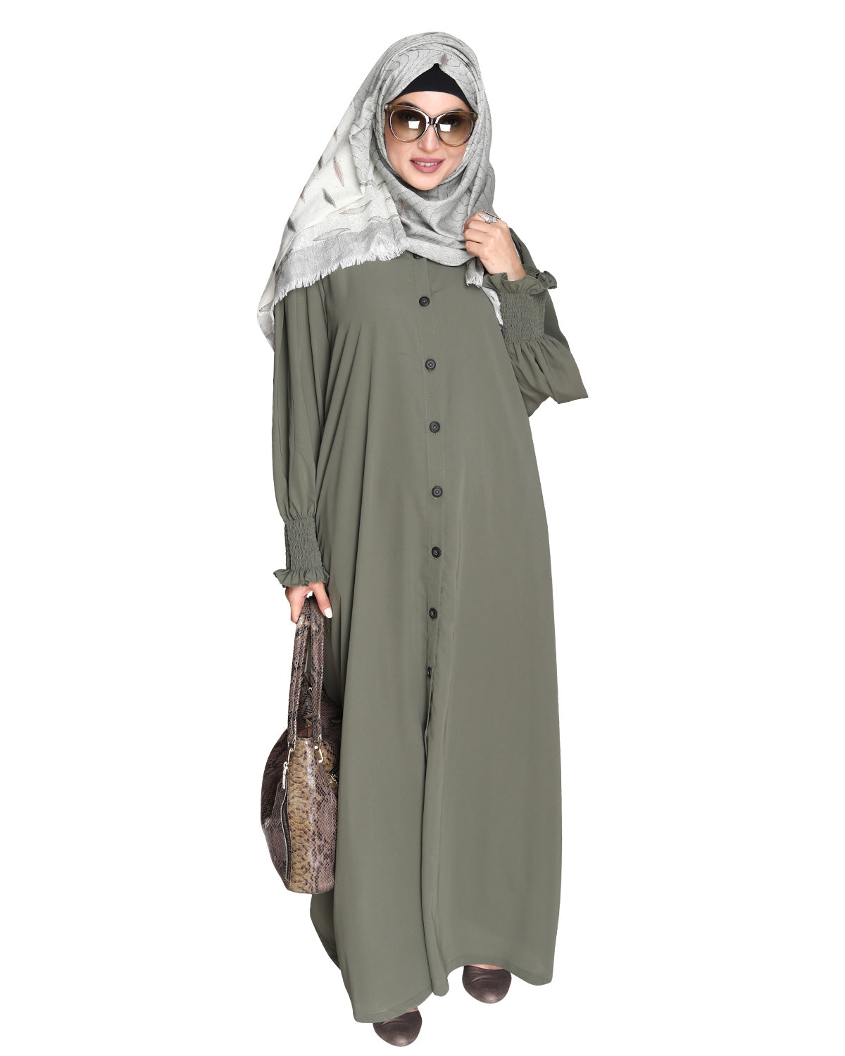 Voguish Front Open Abaya Dead Mint