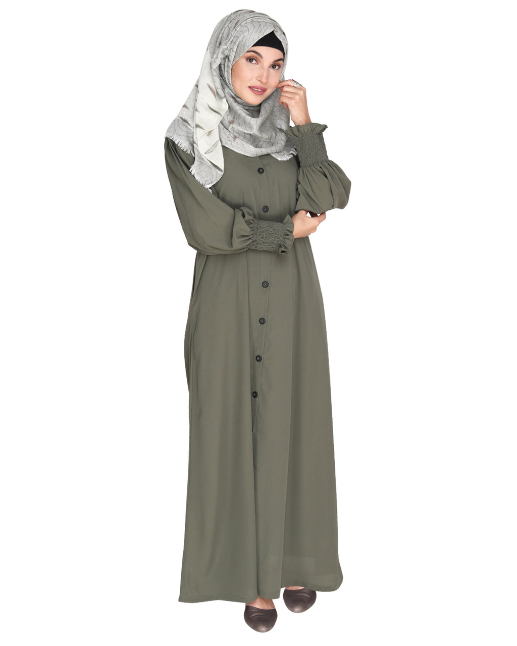 Voguish Front Open Abaya Dead Mint