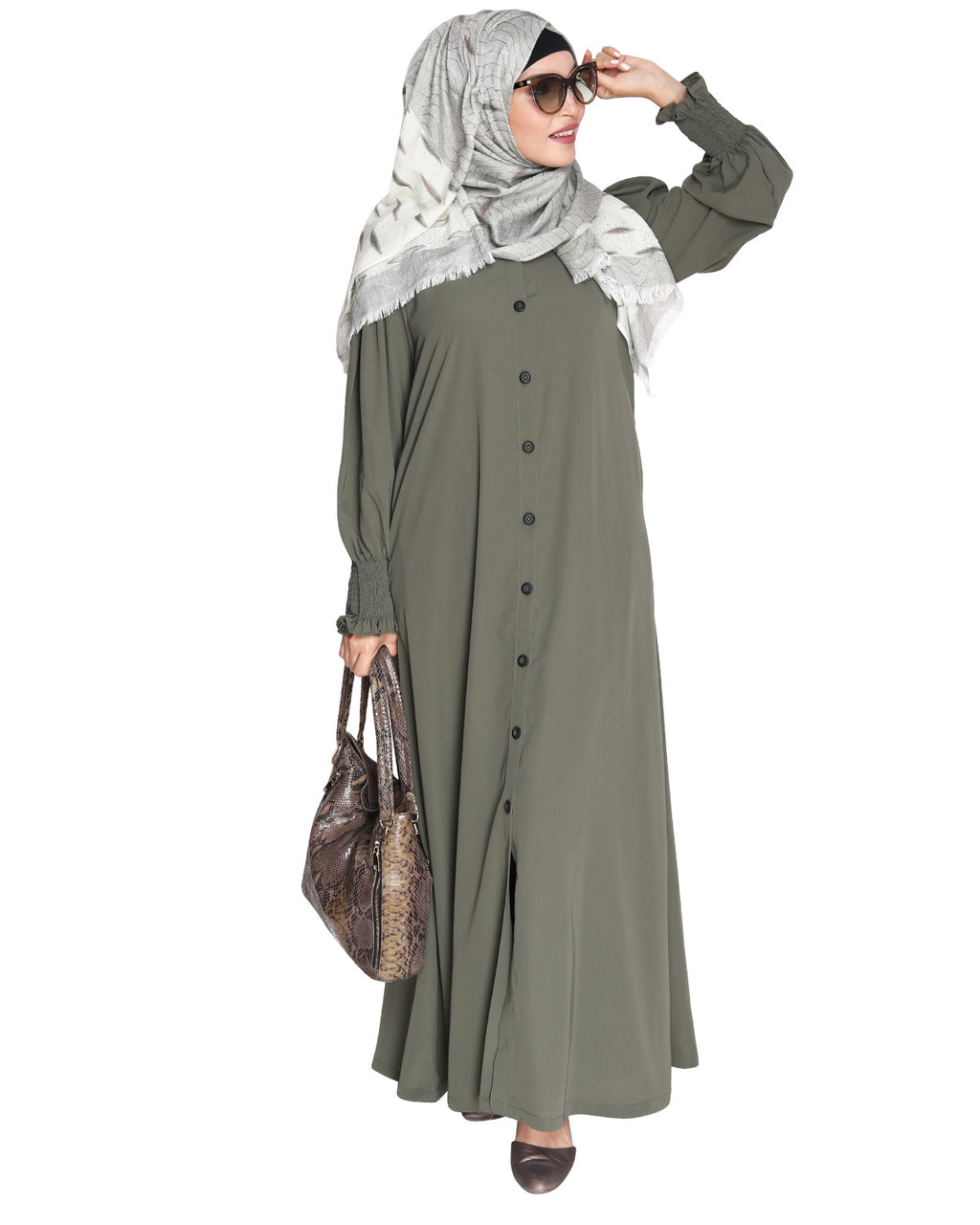 Voguish Front Open Abaya Dead Mint