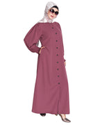 Voguish Front Open Abaya Onion Pink