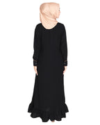 Two Panel Abaya with Beige Piping Design