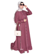 Two Panel Abaya with Beige Piping Design Maroon