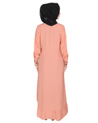 Two Panel Abaya with Beige Piping Design Orange