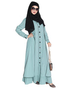 Two Panel Abaya with Beige Piping Design Orange