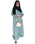 Two Panel Abaya with Beige Piping Design Orange