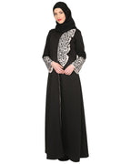 Black & Grey Thread Embroidered coat Abaya