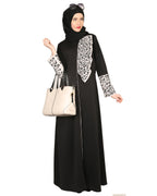 Black & Grey Thread Embroidered coat Abaya