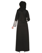 Black & Grey Thread Embroidered coat Abaya