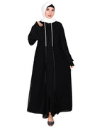 Abaya with Georgette Panel Lined with Pearls Black