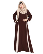 Inverted Pleat Frock Abaya Brown