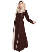 Inverted Pleat Frock Abaya Brown