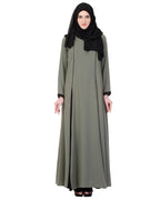Inverted Pleat Frock Abaya Green & Black