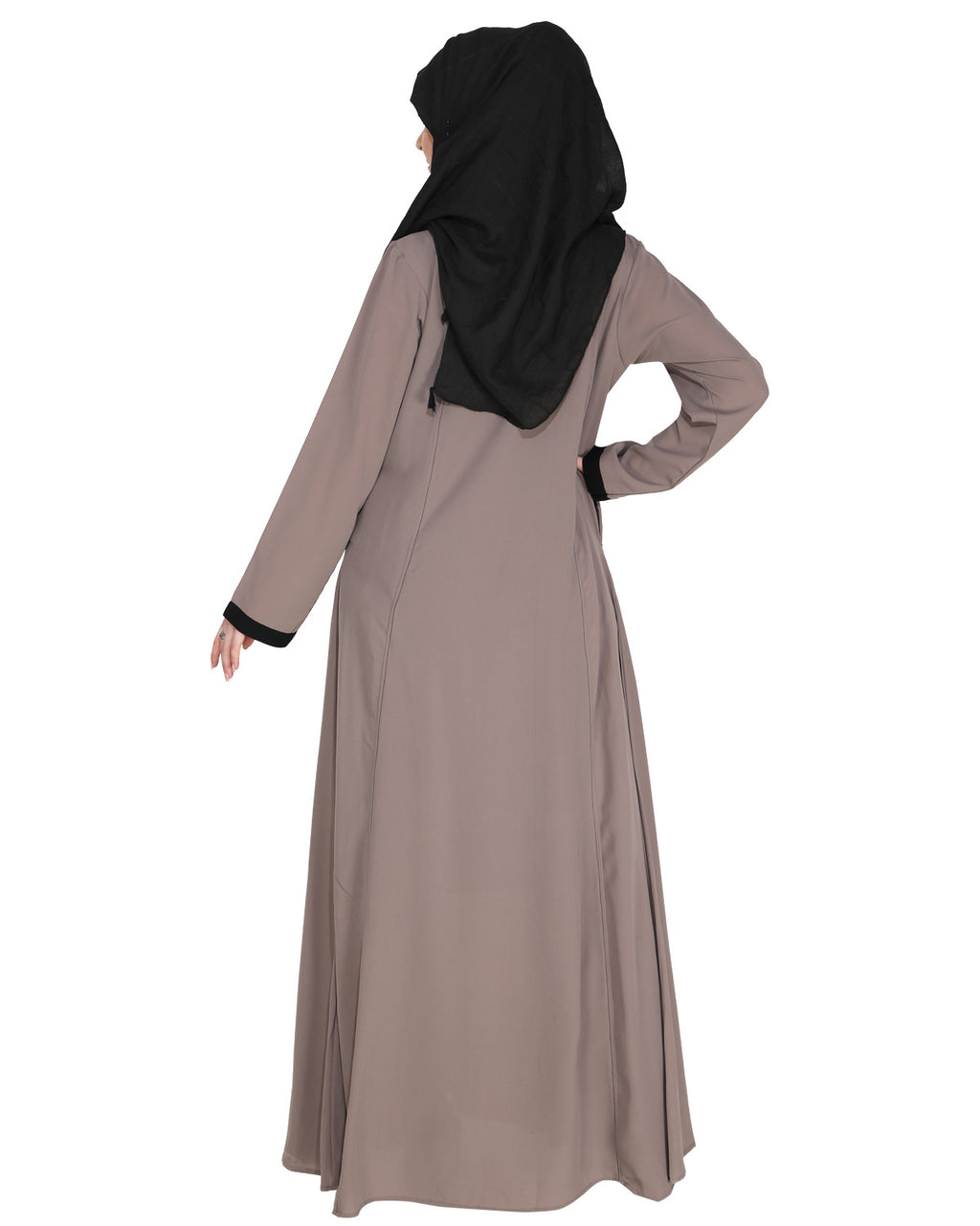 Inverted Pleat Frock Abaya Grey