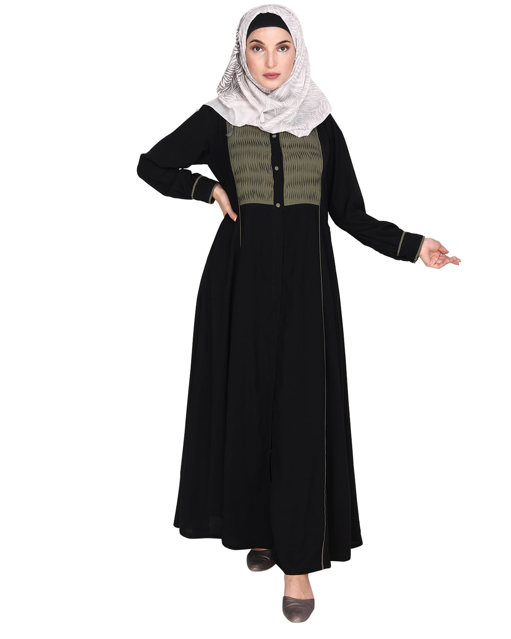 Wavetucks Yoke Abaya Black