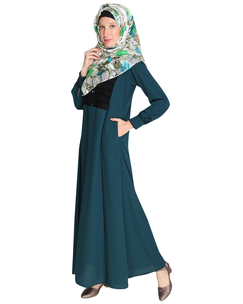 Wavetucks Yoke Abaya Green