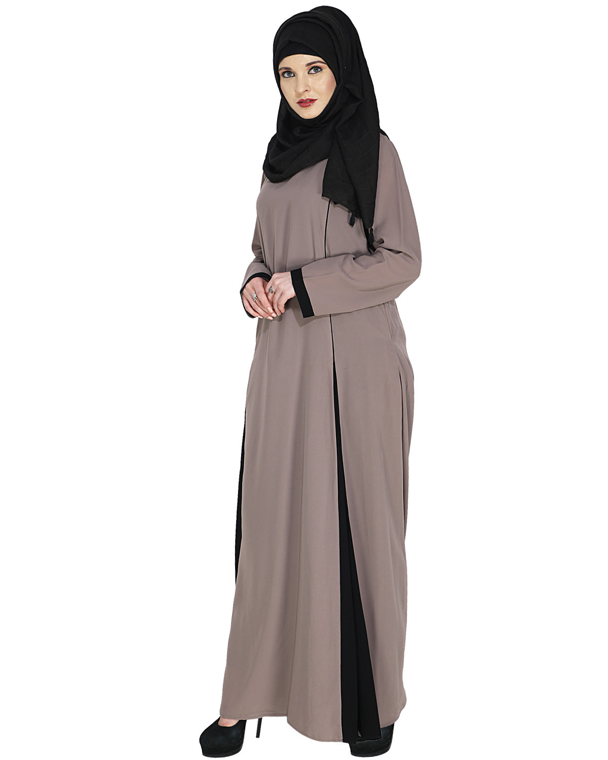 Wavetucks Yoke Abaya Grey