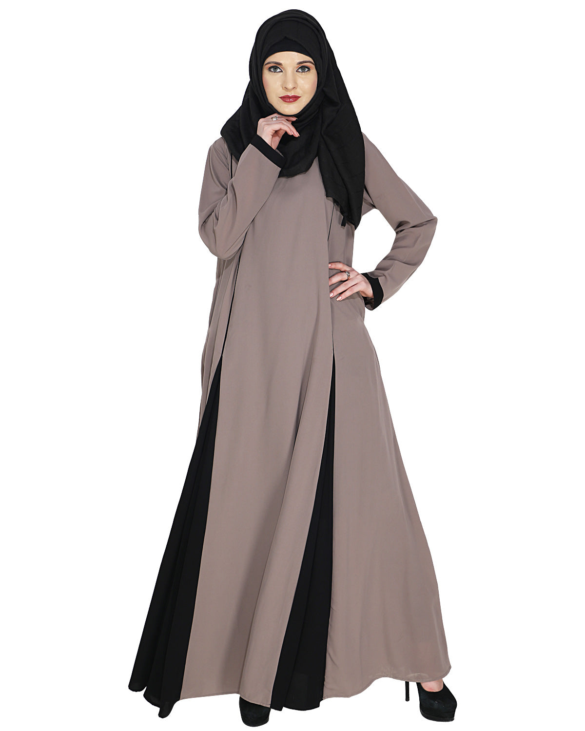 Wavetucks Yoke Abaya Grey