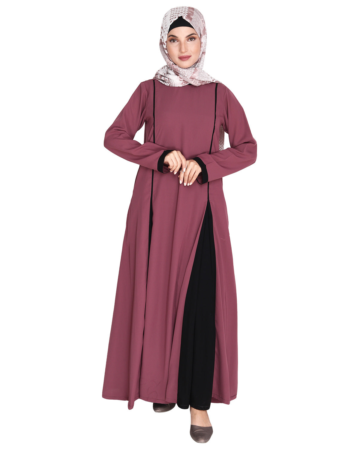 Wavetucks Yoke Abaya Onion Pink