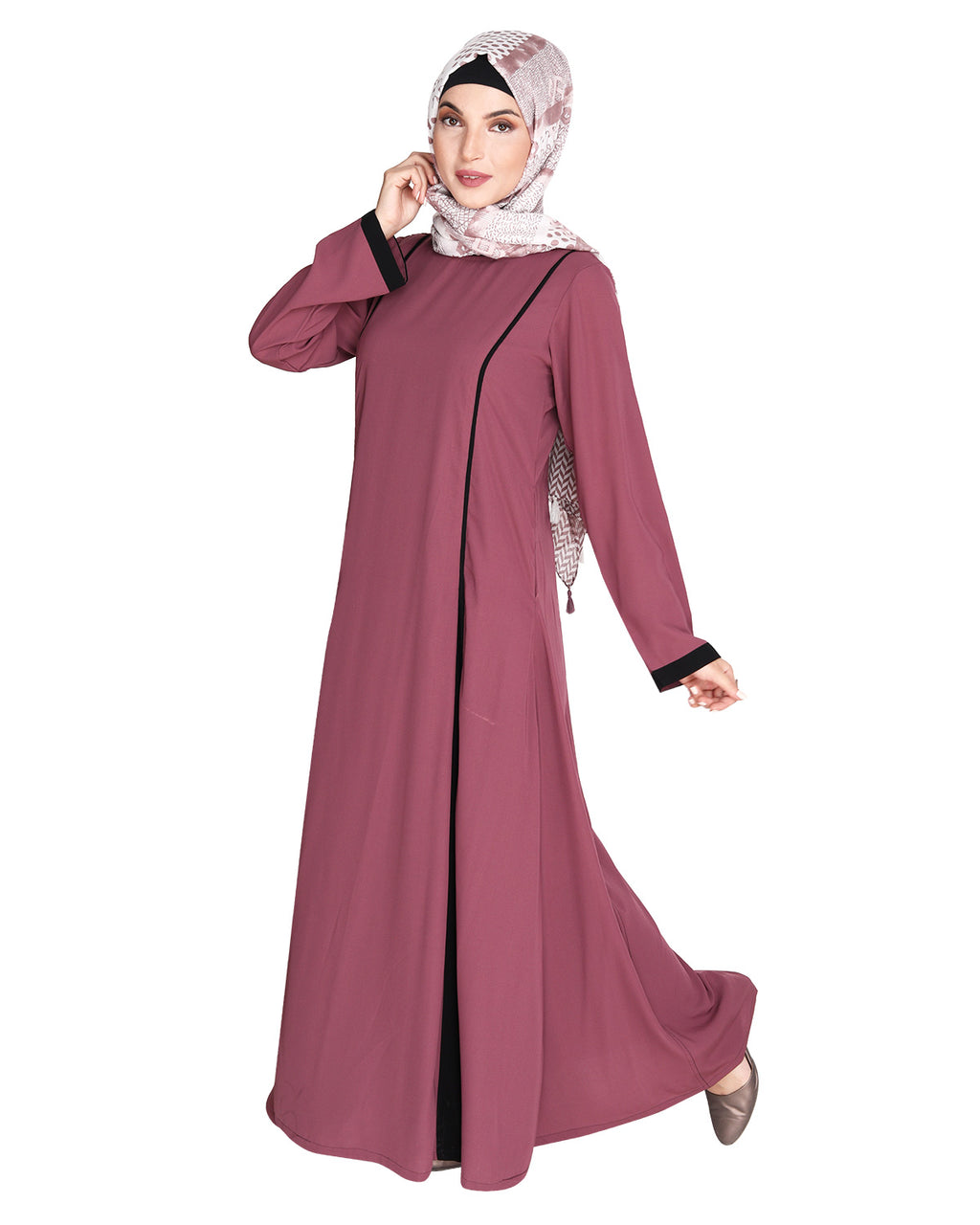 Wavetucks Yoke Abaya Onion Pink