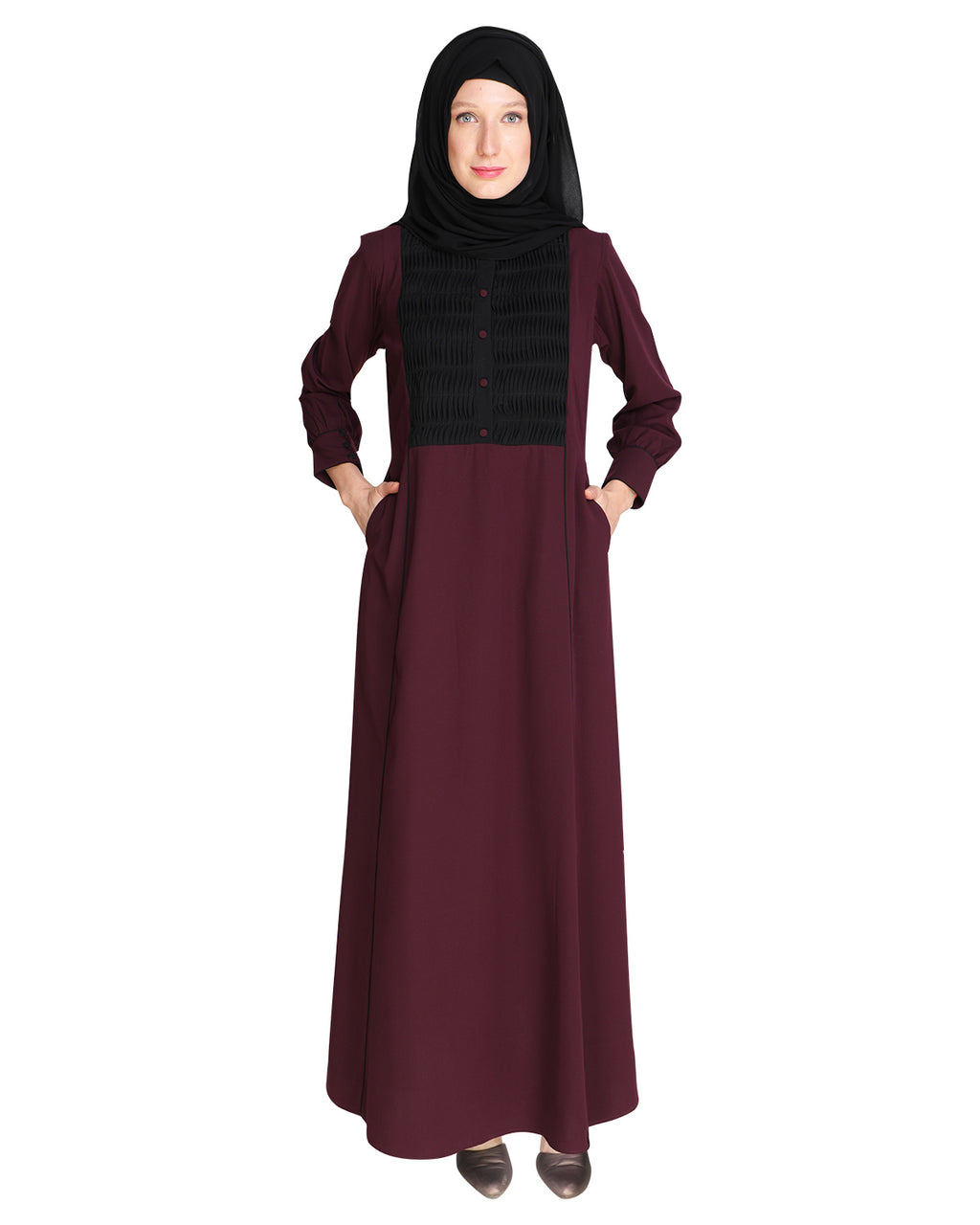 Wavetucks Yoke Abaya Purple