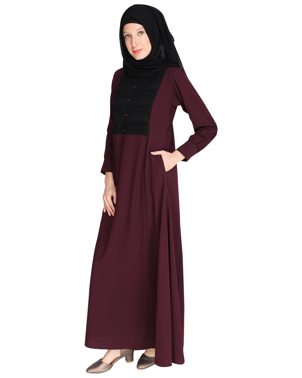 Wavetucks Yoke Abaya Purple