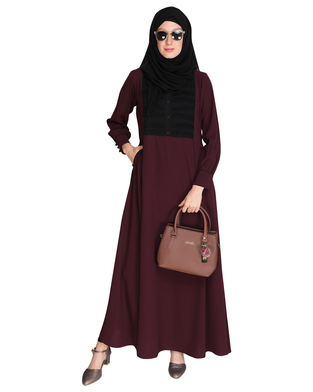 Wavetucks Yoke Abaya Purple