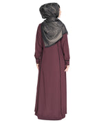 Wavetucks Yoke Abaya Purple & Black