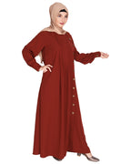 Flowy and Elegant Pintuck Abaya Brick Red