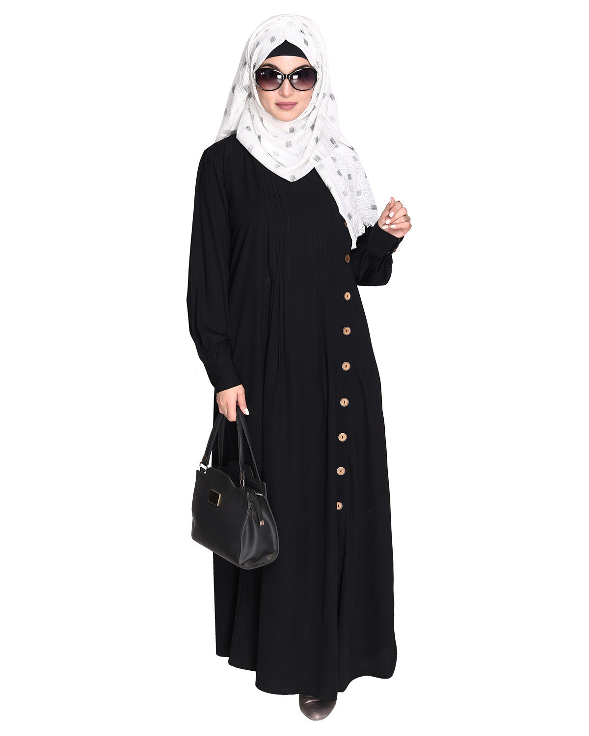 Flowy and Elegant Pintuck Abaya Black