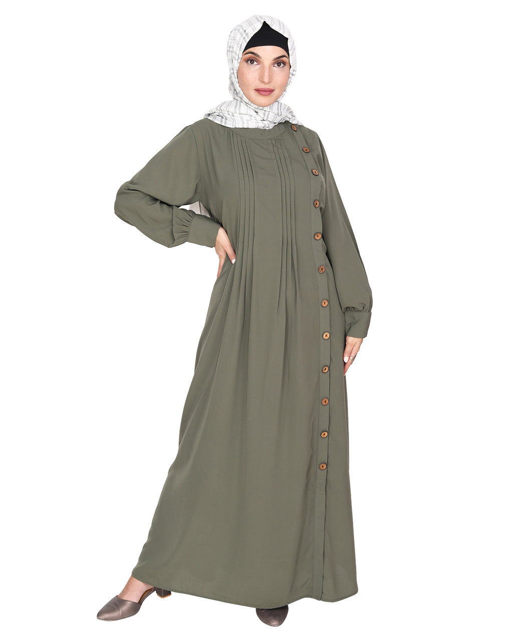 Flowy and Elegant Pintuck Abaya Dead Mint
