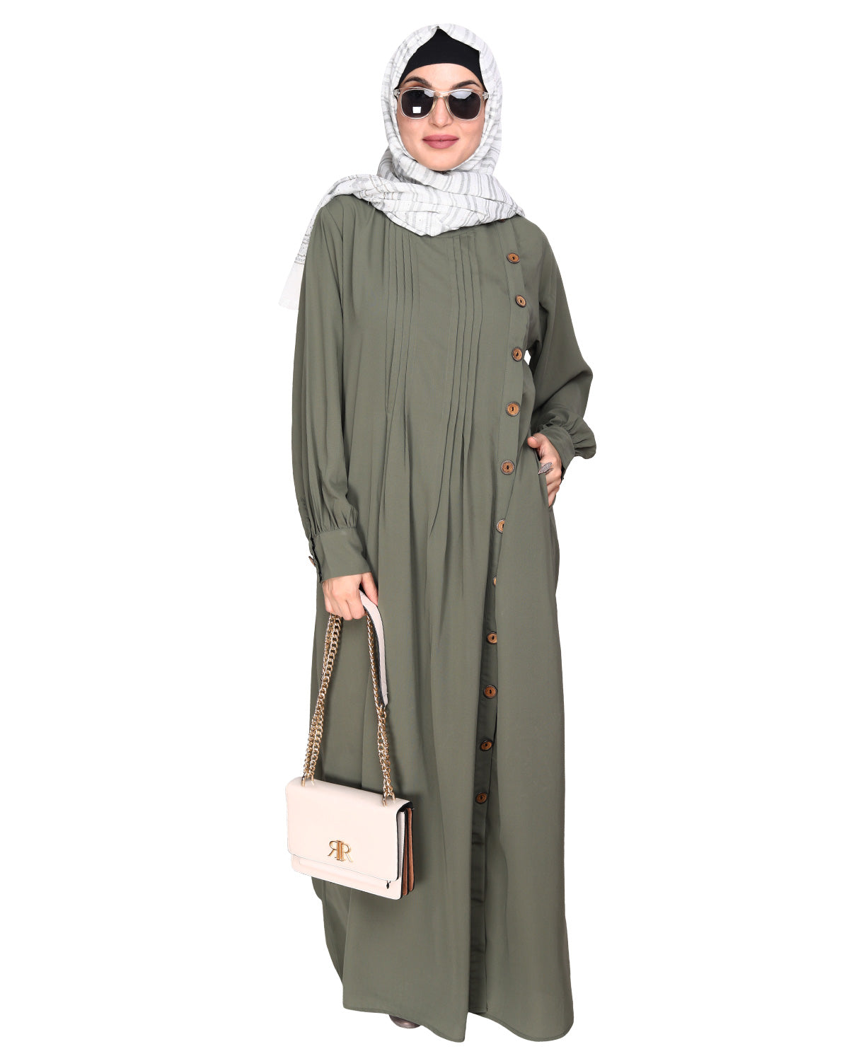 Flowy and Elegant Pintuck Abaya Dead Mint