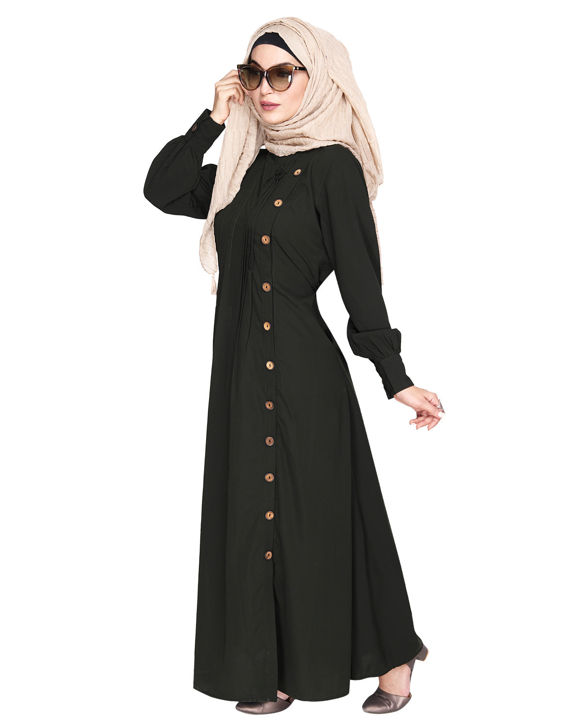 Flowy and Elegant Pintuck Abaya Olive
