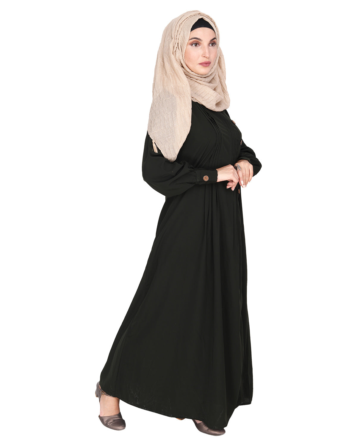 Flowy and Elegant Pintuck Abaya Olive
