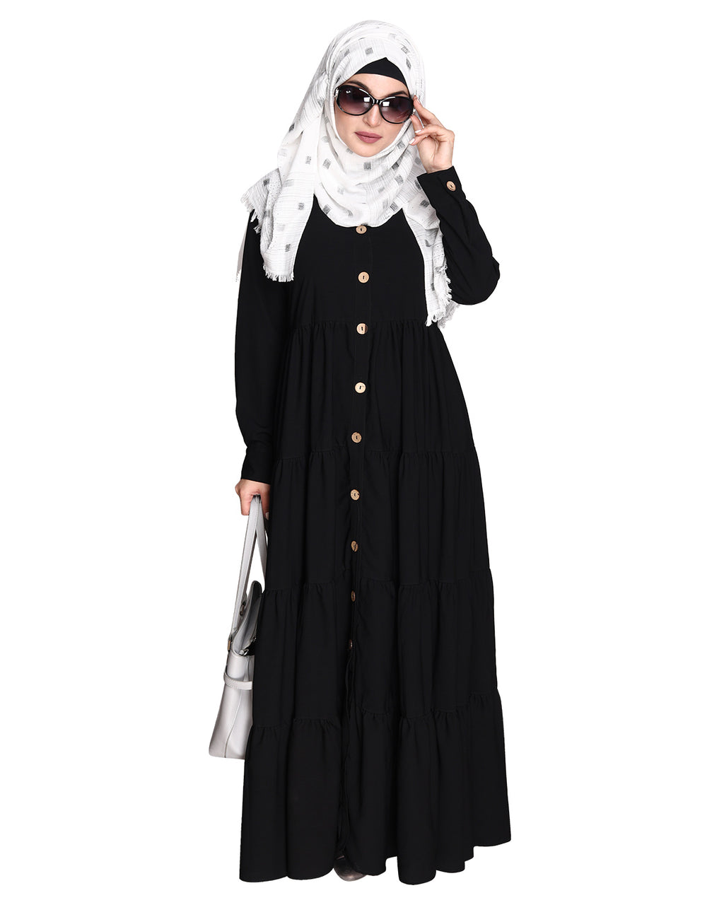 Contemporary Multi Layered Gather Dress Black