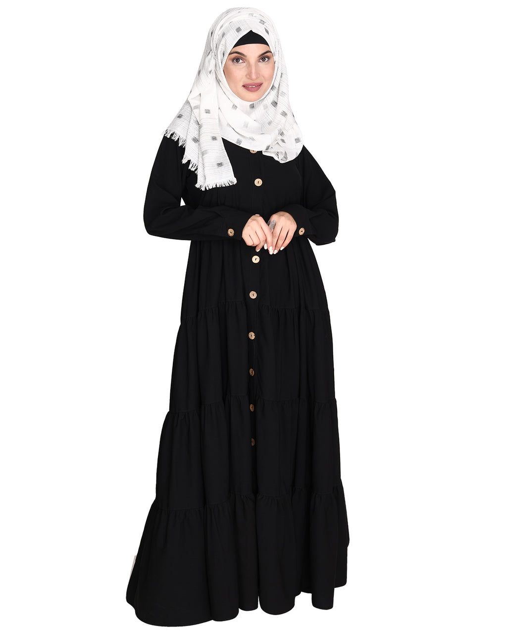 Contemporary Multi Layered Gather Dress Black