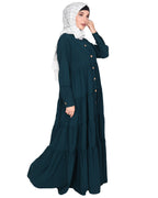 Contemporary Multi Layered Gather Dress Bottle Green
