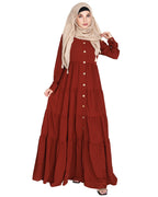 Contemporary Multi Layered Gather Dress Brick Red