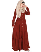 Contemporary Multi Layered Gather Dress Brick Red
