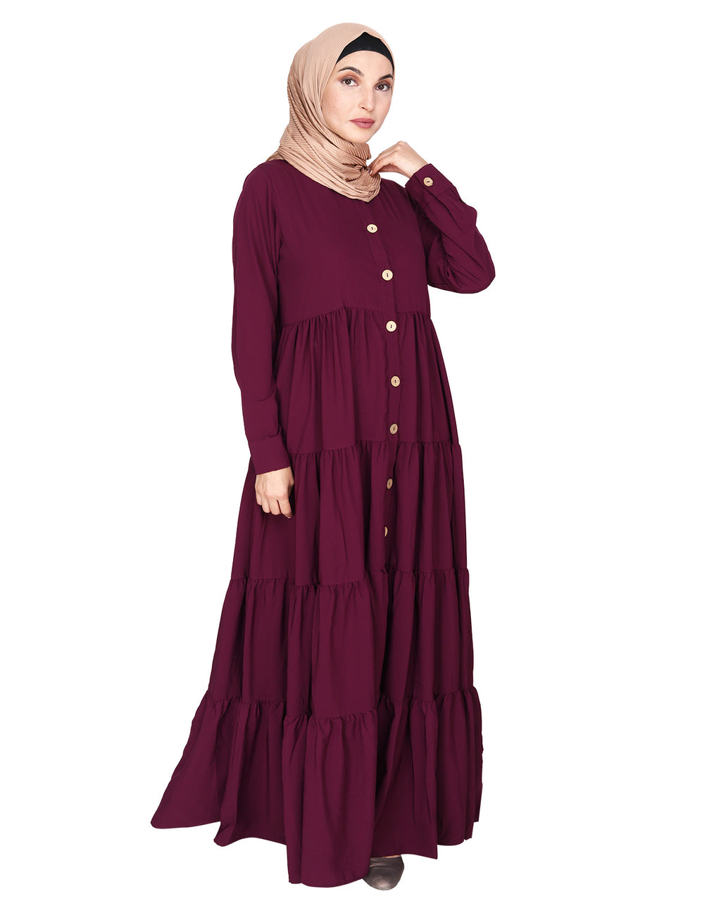 Contemporary Multi Layered Gather Dress Purple