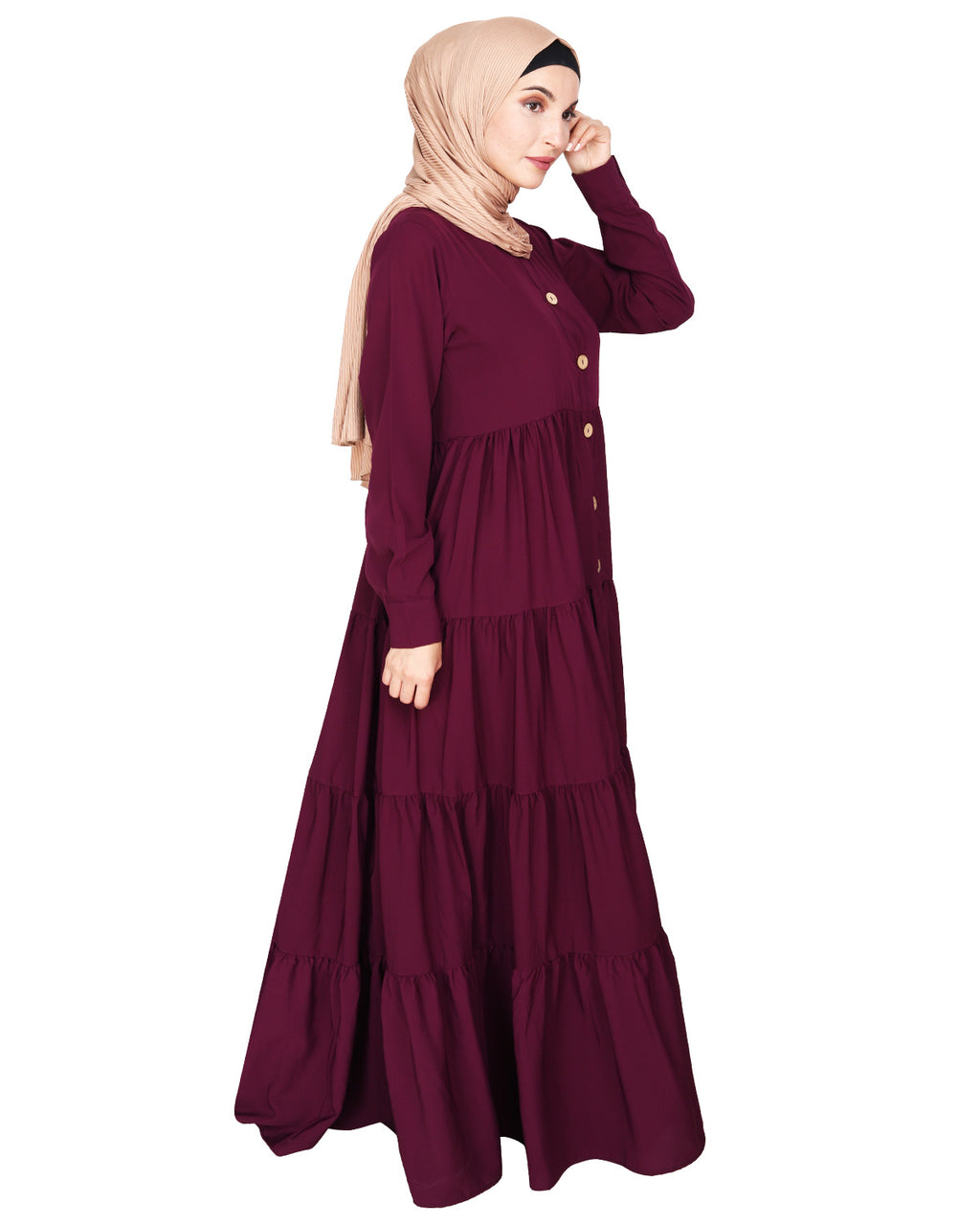 Contemporary Multi Layered Gather Dress Purple