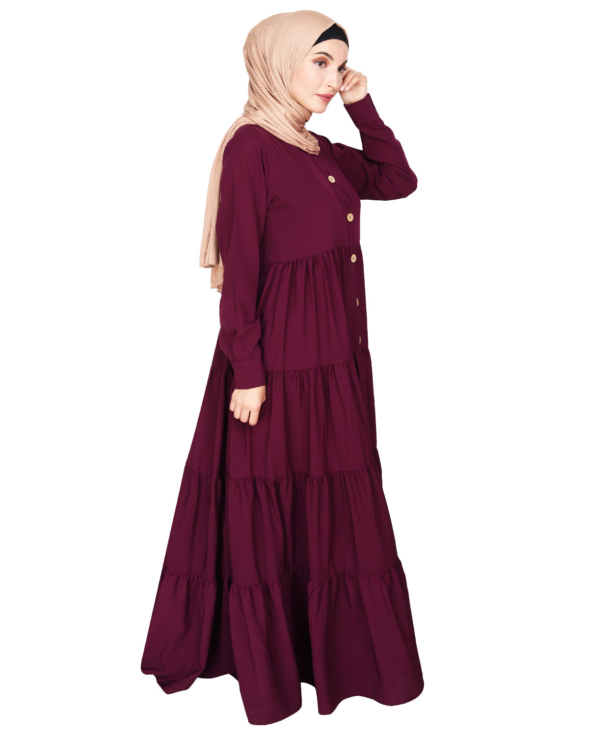 Contemporary Multi Layered Gather Dress Purple