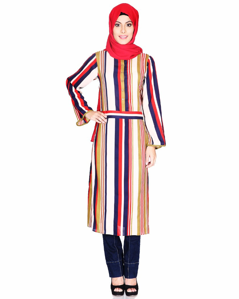 Yellow Gathered Top With Printed Yoke And Sleeve Border Off White