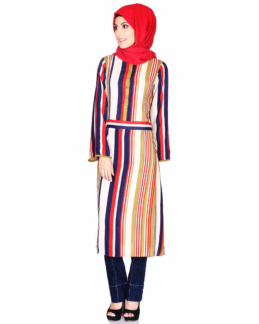 Yellow Gathered Top With Printed Yoke And Sleeve Border Off White