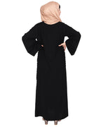 Tinselled Abaya with Frilled Side Panels Black S