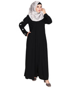 Delightful and Simple Abaya with Designer Sleeves Black