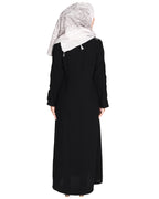 Delightful and Simple Abaya with Designer Sleeves Black