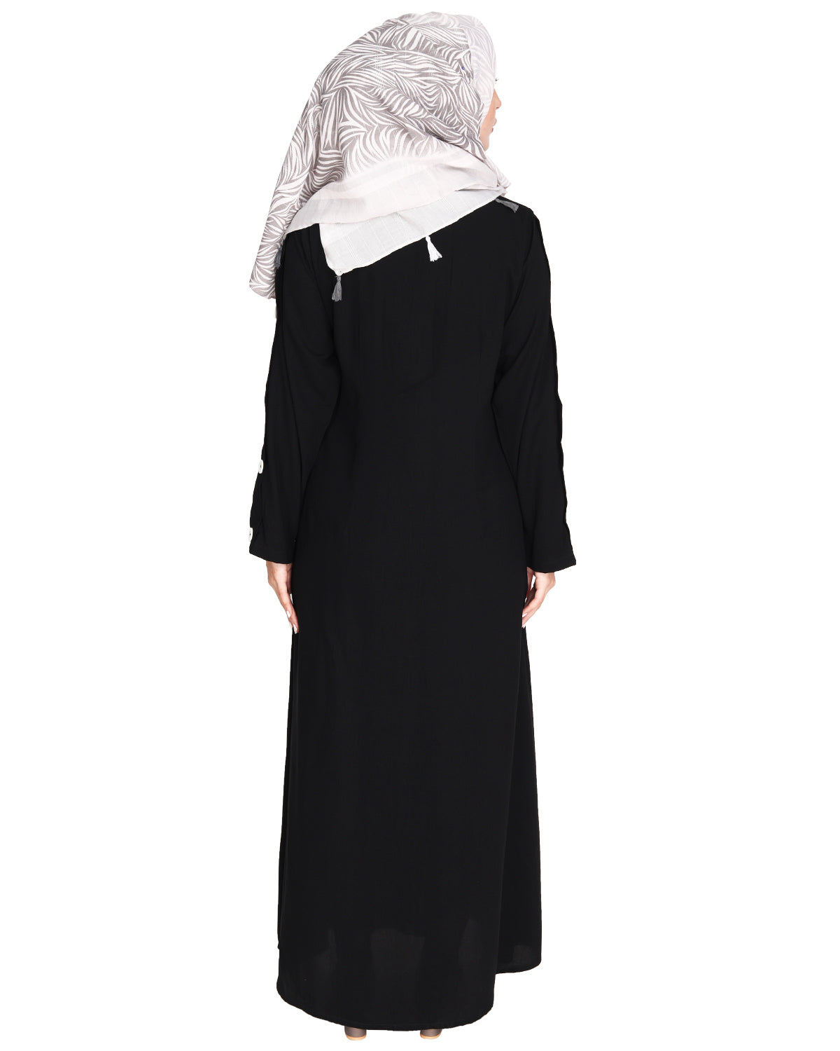 Delightful and Simple Abaya with Designer Sleeves Black