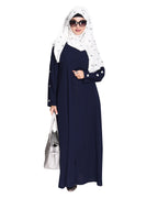 Delightful and Simple Abaya with Designer Sleeves Blue