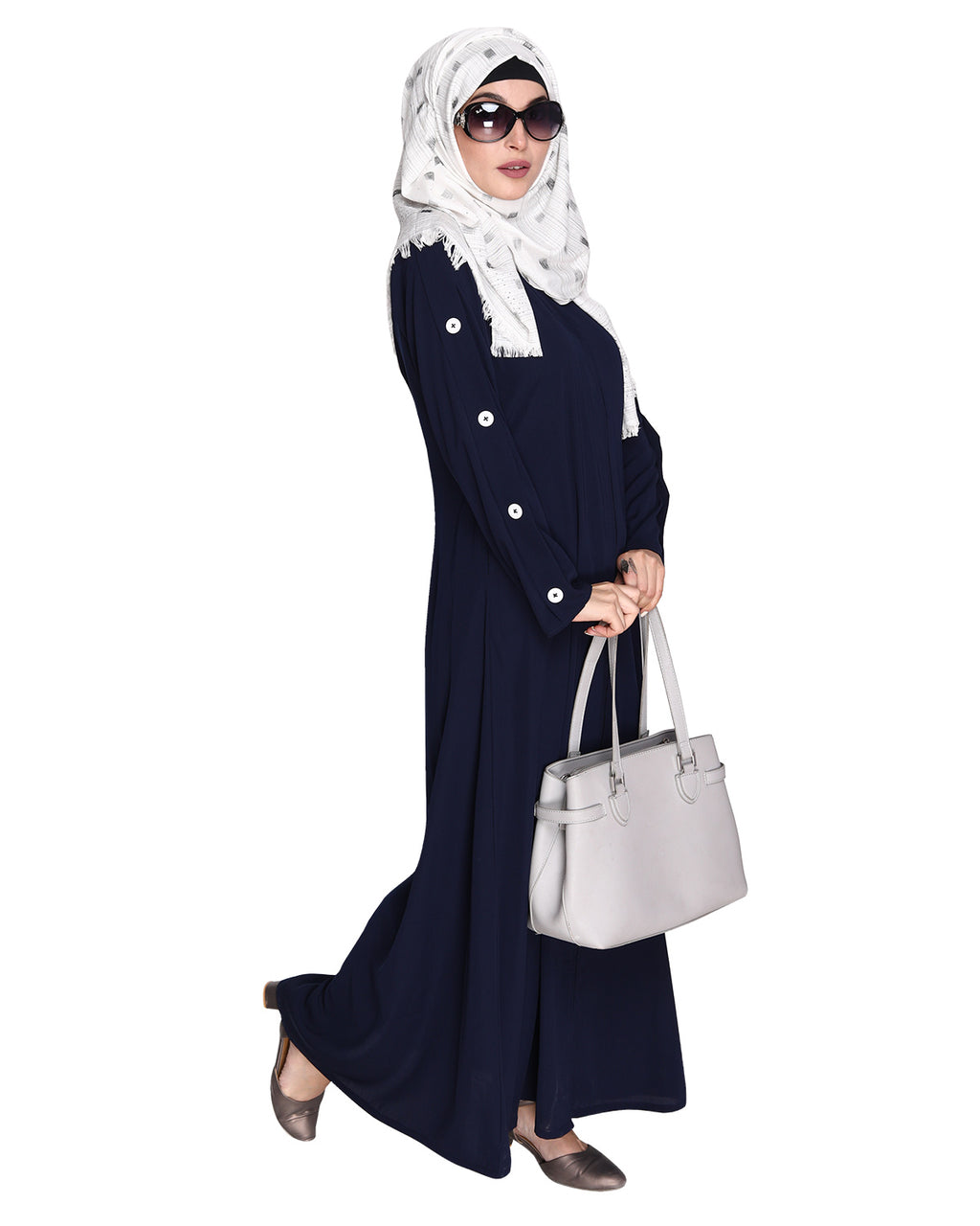 Delightful and Simple Abaya with Designer Sleeves Blue