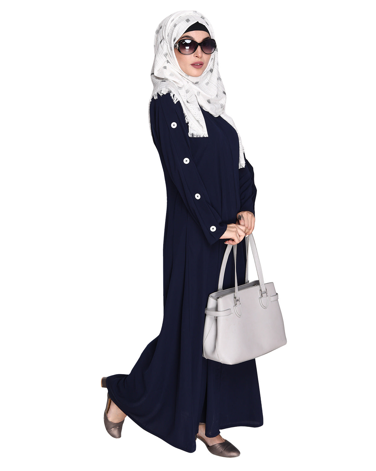 Delightful and Simple Abaya with Designer Sleeves Blue